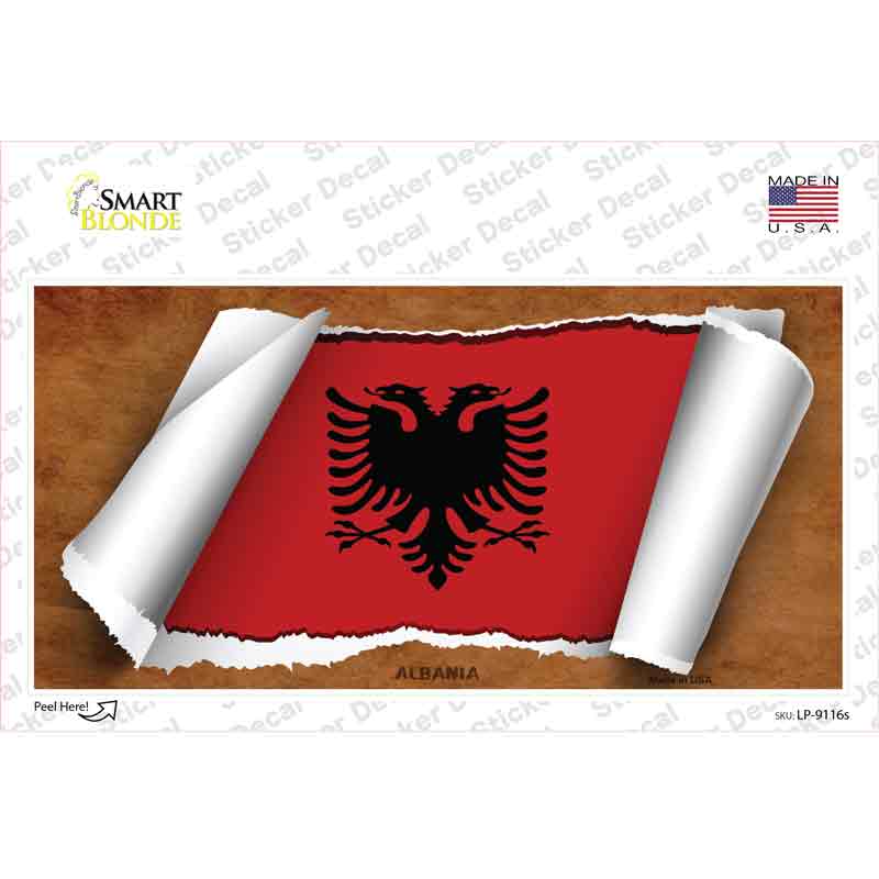 Albania Flag Scroll Novelty Sticker Decal