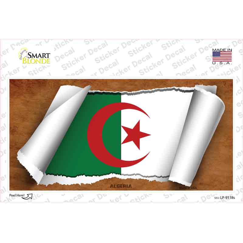 Algeria Flag Scroll Novelty Sticker Decal