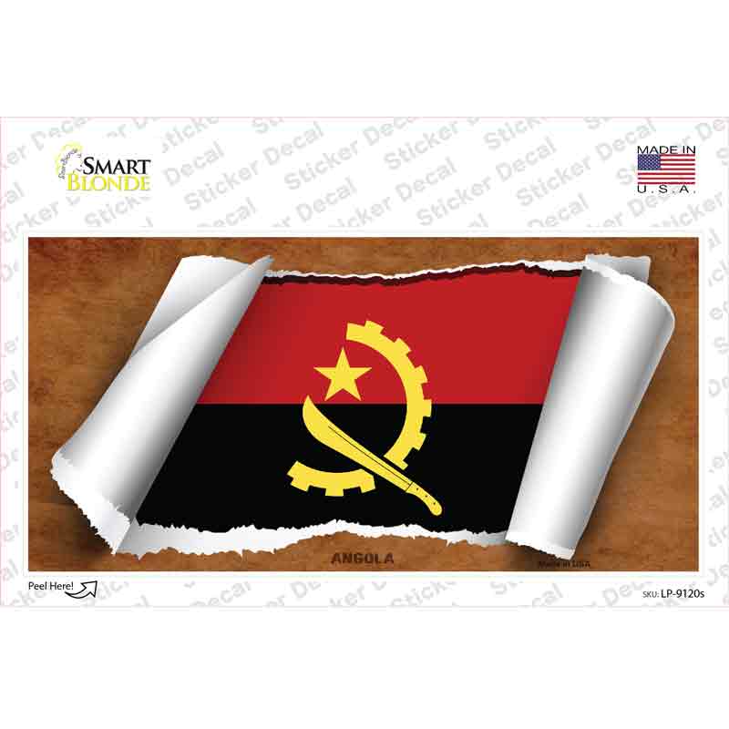 Angola Flag Scroll Novelty Sticker Decal
