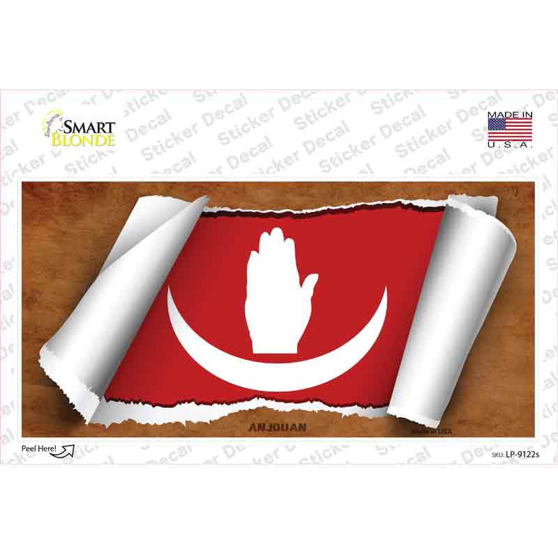 Anjouan Flag Scroll Novelty Sticker Decal