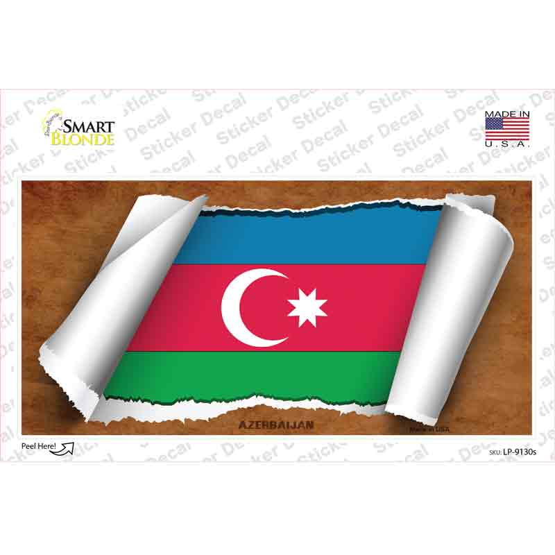Azerbaijan Flag Scroll Novelty Sticker Decal