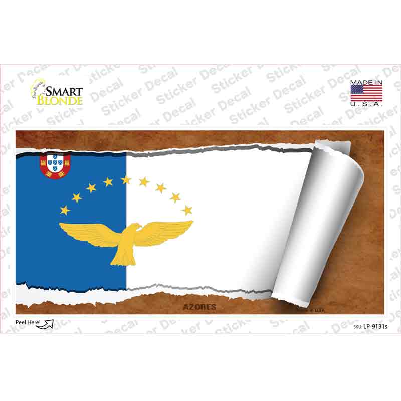 Azores Flag Scroll Novelty Sticker Decal