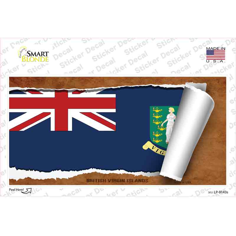 British Virgin Island Flag Scroll Novelty Sticker Decal