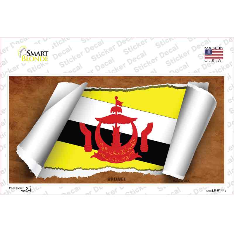 Brunei Flag Scroll Novelty Sticker Decal