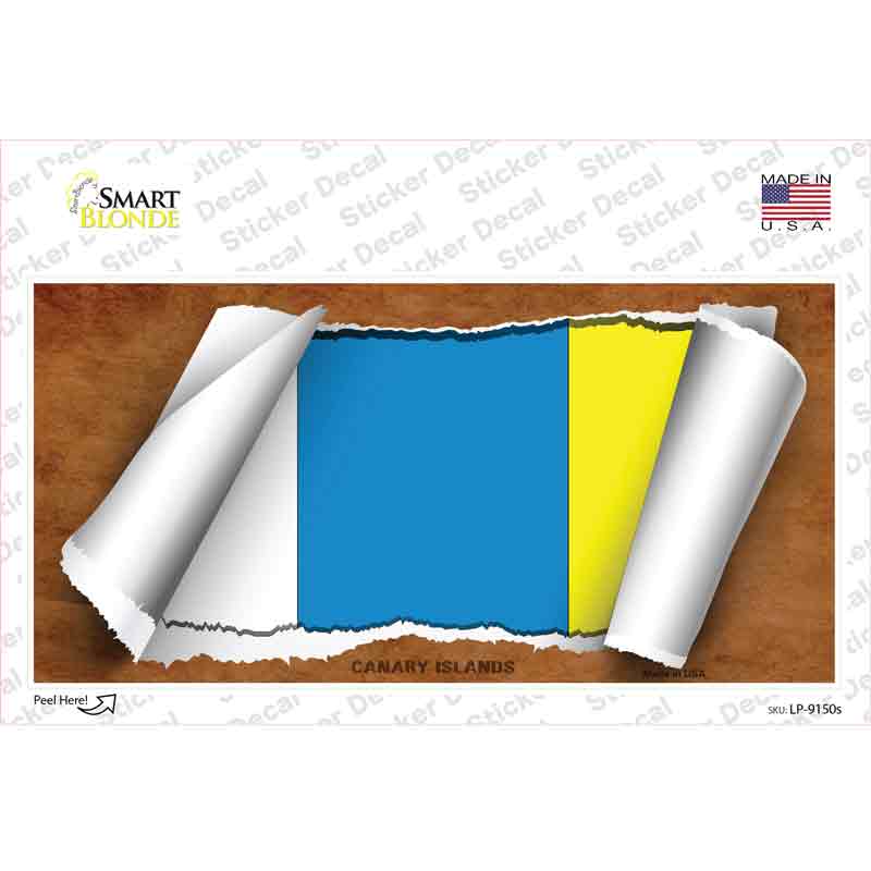 Canary Island Flag Scroll Novelty Sticker Decal