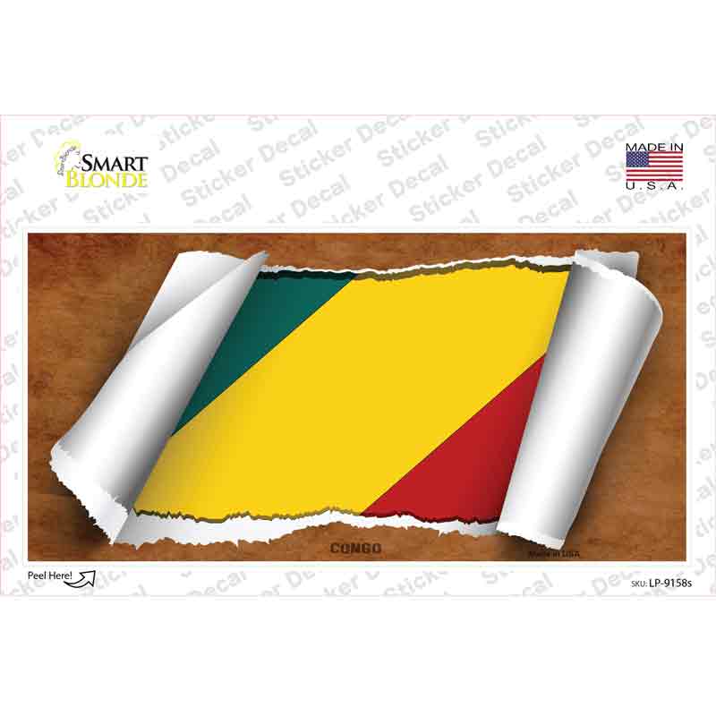 Congo Flag Scroll Novelty Sticker Decal