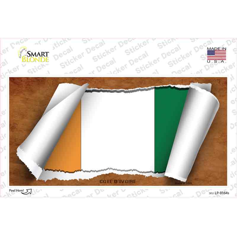 Cote DIvoire Flag Scroll Novelty Sticker Decal