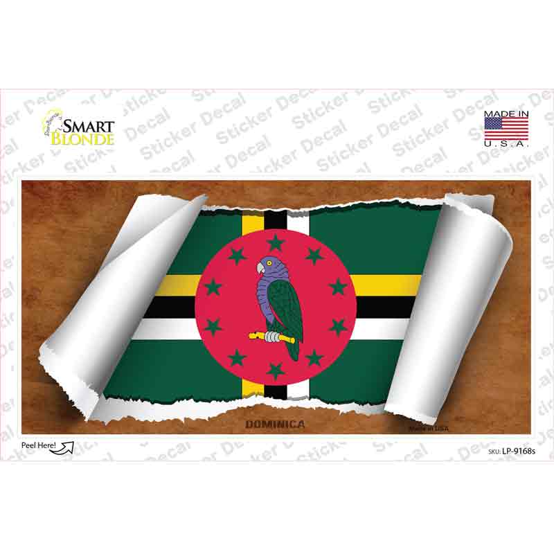 Dominica Flag Scroll Novelty Sticker Decal