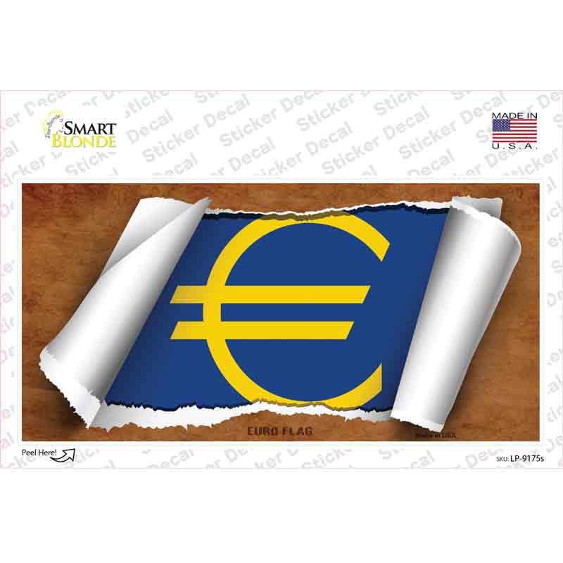 Euro Flag Scroll Novelty Sticker Decal