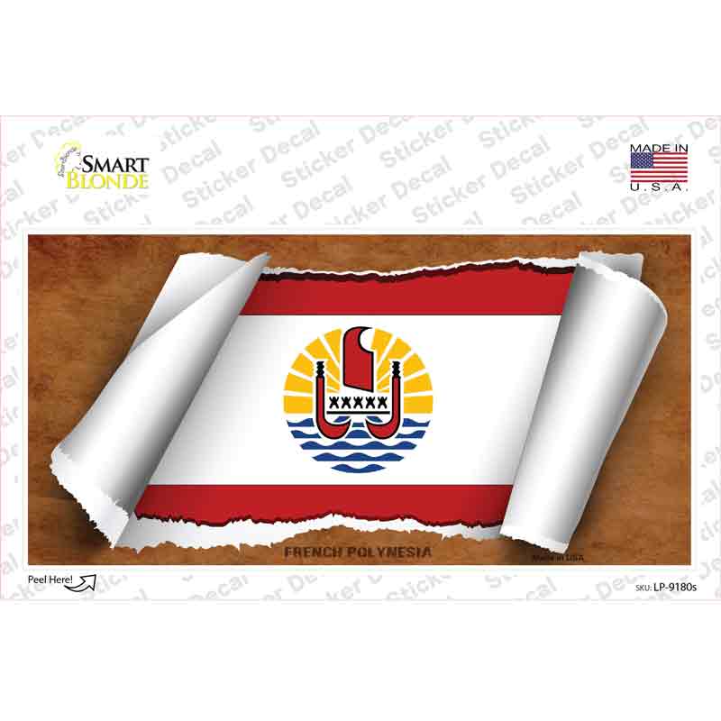 French Polynesia Flag Scroll Novelty Sticker Decal