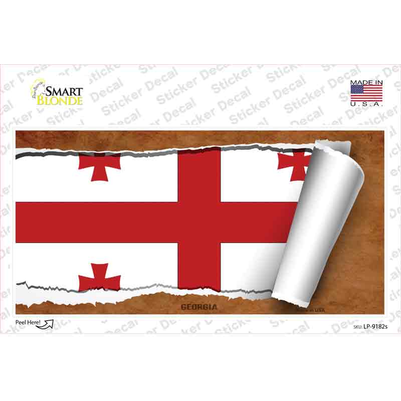 Georgia Country Flag Scroll Novelty Sticker Decal
