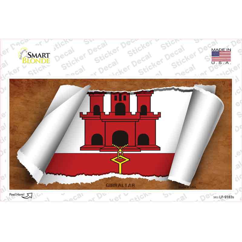 Gibraltar Flag Scroll Novelty Sticker Decal