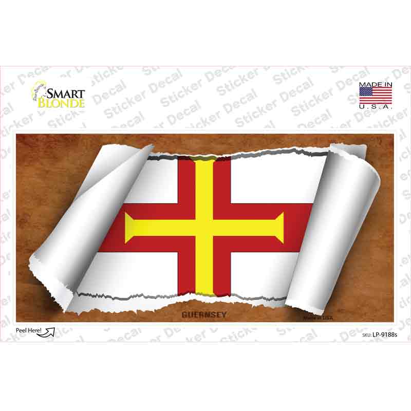Guernsey Flag Scroll Novelty Sticker Decal