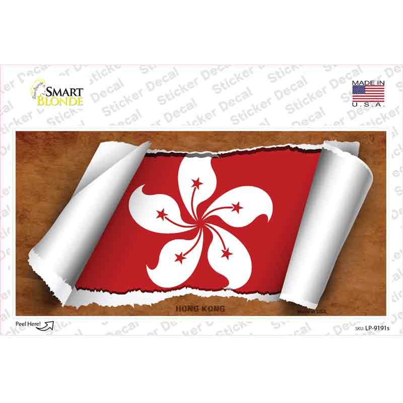 Hong Kong Flag Scroll Novelty Sticker Decal