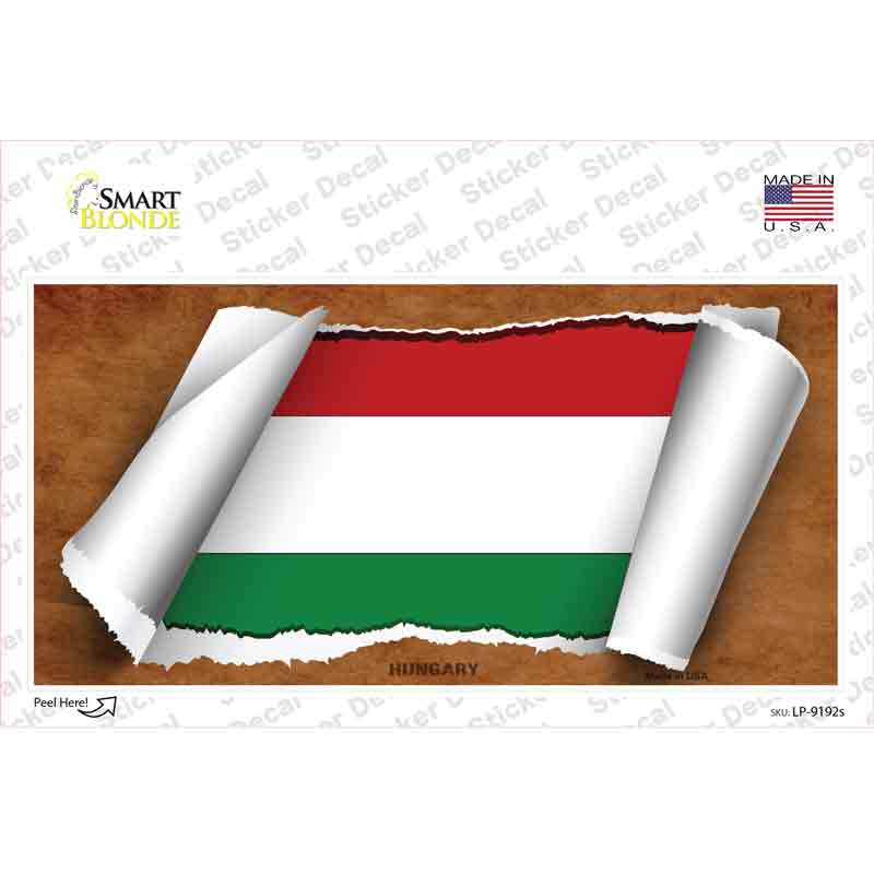 Hungary Flag Scroll Novelty Sticker Decal