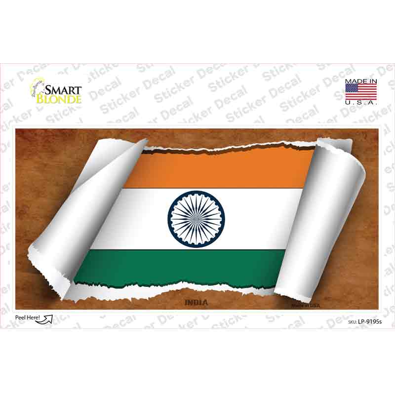 India Flag Scroll Novelty Sticker Decal