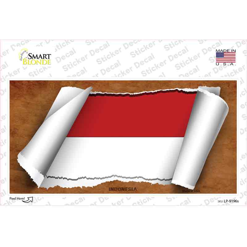 Indonesia Flag Scroll Novelty Sticker Decal