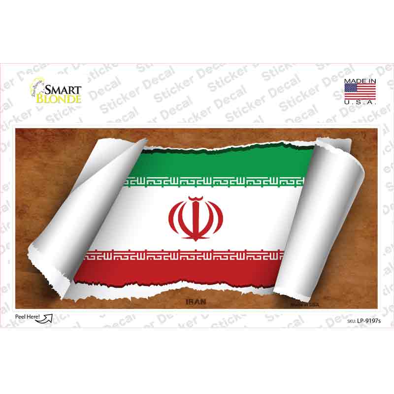 Iran Flag Scroll Novelty Sticker Decal