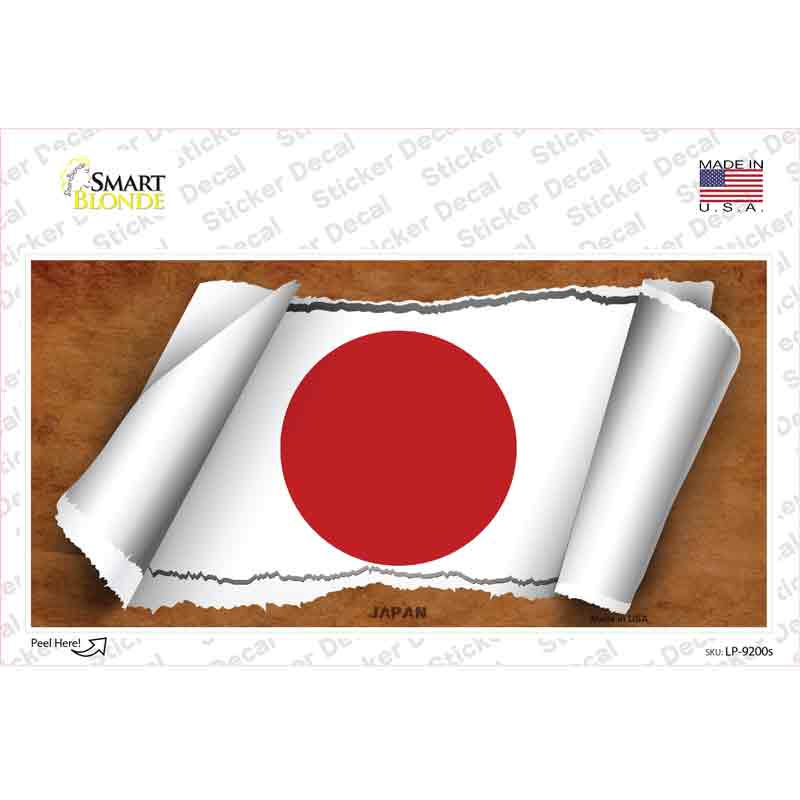 Japan Flag Scroll Novelty Sticker Decal