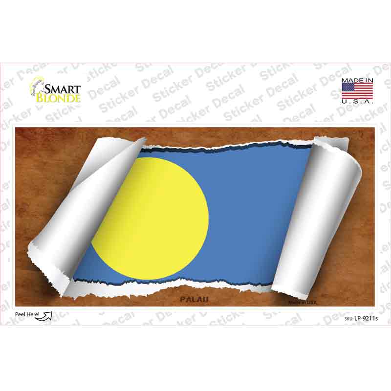 Palau Flag Scroll Novelty Sticker Decal