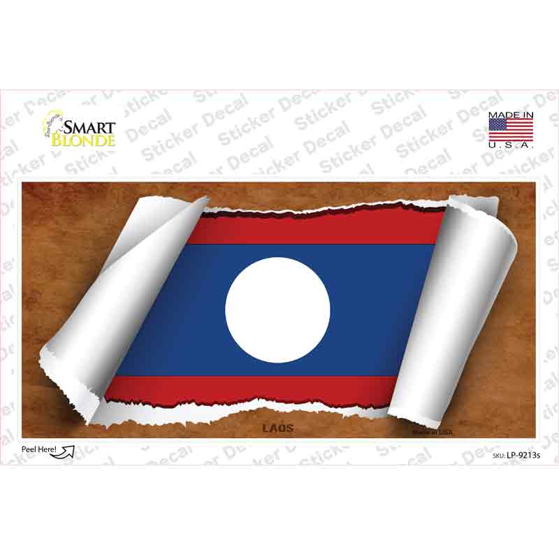 Laos Flag Scroll Novelty Sticker Decal