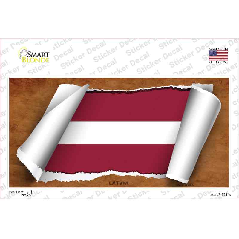 Latvia Flag Scroll Novelty Sticker Decal
