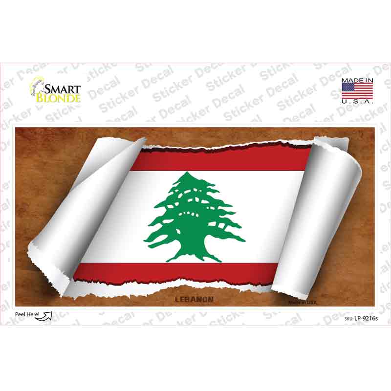Lebanon Flag Scroll Novelty Sticker Decal