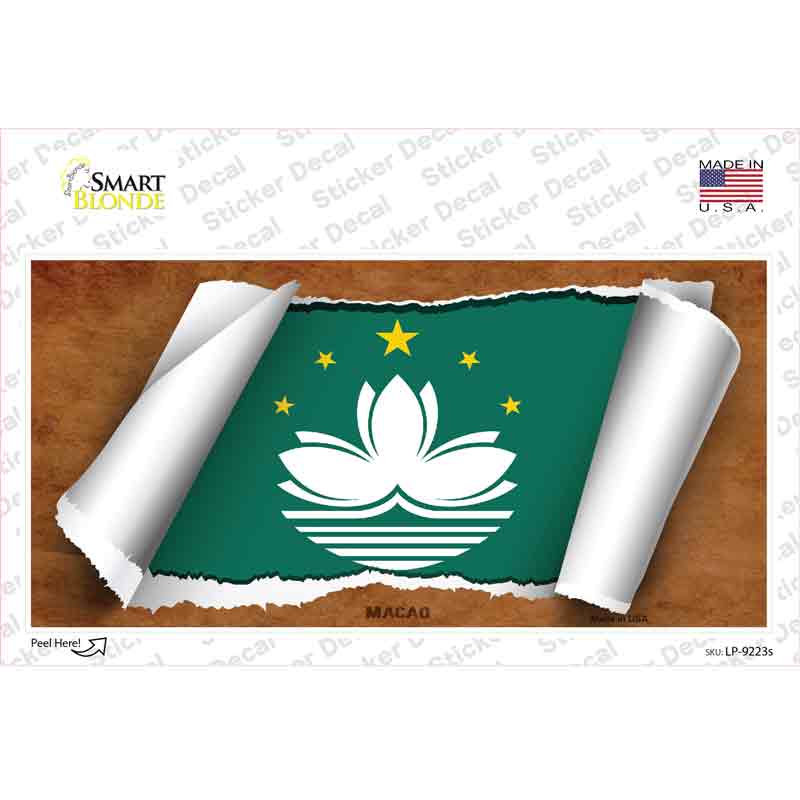 Macan Flag Scroll Novelty Sticker Decal