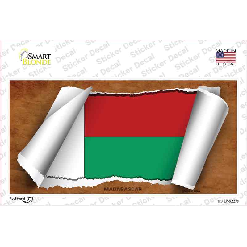 Madagascar Flag Scroll Novelty Sticker Decal