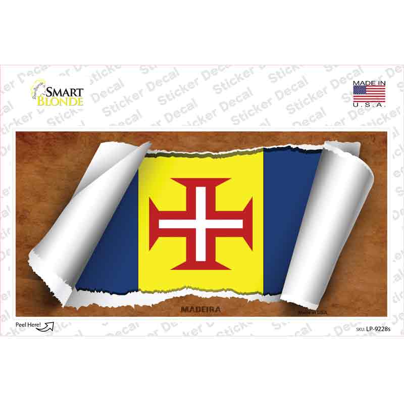 Madeiva Flag Scroll Novelty Sticker Decal