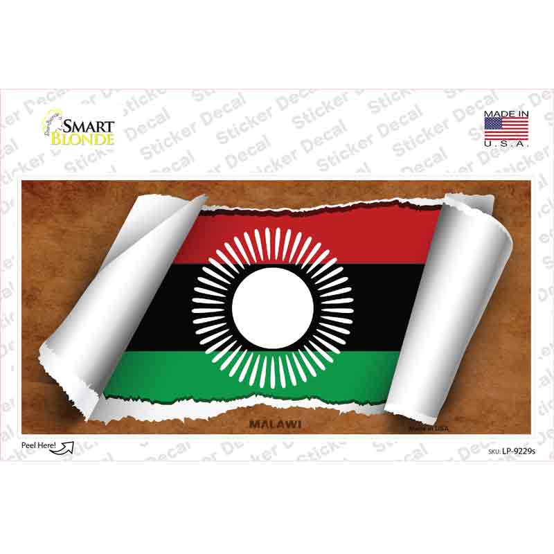 Malawi Flag Scroll Novelty Sticker Decal