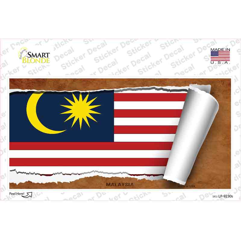 Malaysia Flag Scroll Novelty Sticker Decal