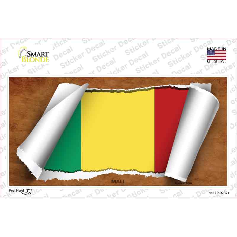 Mali Flag Scroll Novelty Sticker Decal