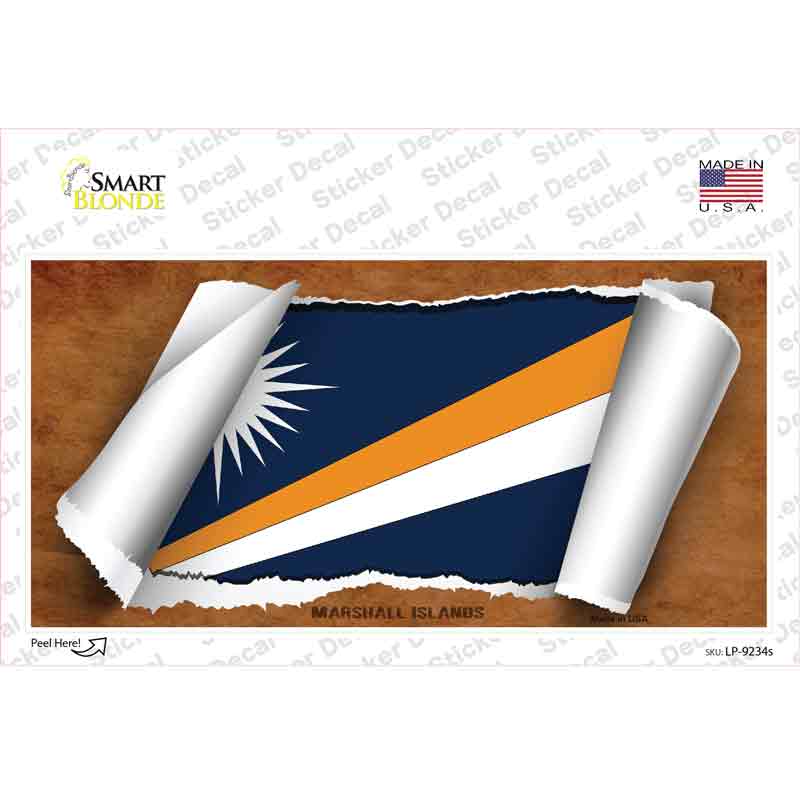 Marshall Islands Flag Scroll Novelty Sticker Decal