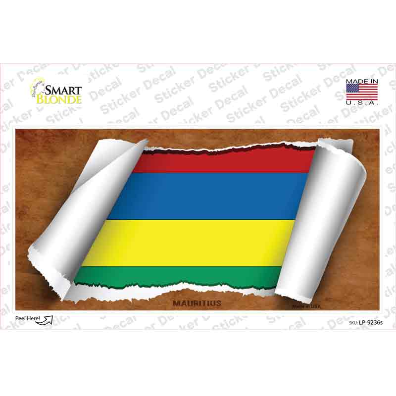 Mauritius Flag Scroll Novelty Sticker Decal