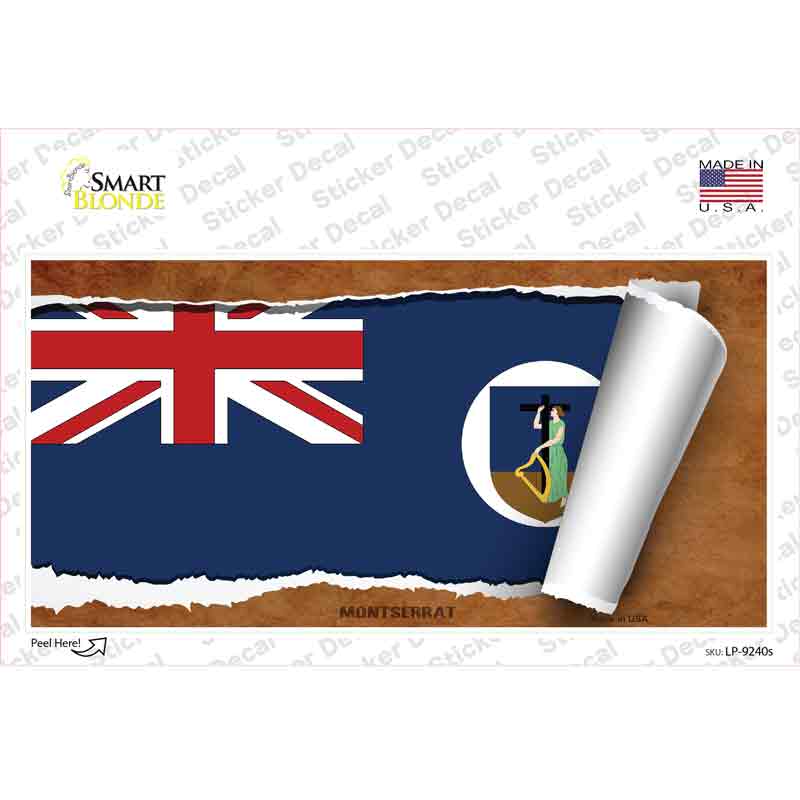 Montserrat Flag Scroll Novelty Sticker Decal