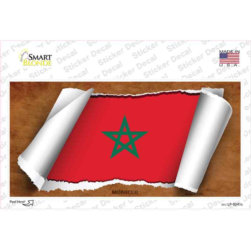 Morocco Flag Scroll Novelty Sticker Decal