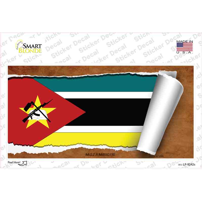 Mozambique Flag Scroll Novelty Sticker Decal