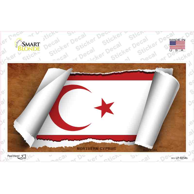 Northern Cyrpus Flag Scroll Novelty Sticker Decal