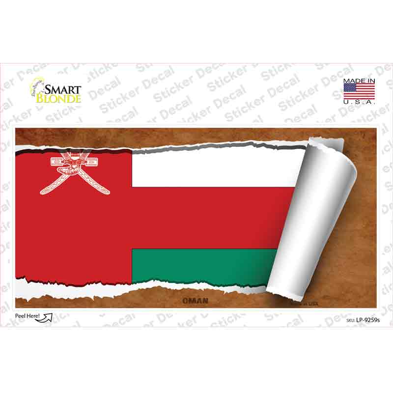 Oman Flag Scroll Novelty Sticker Decal