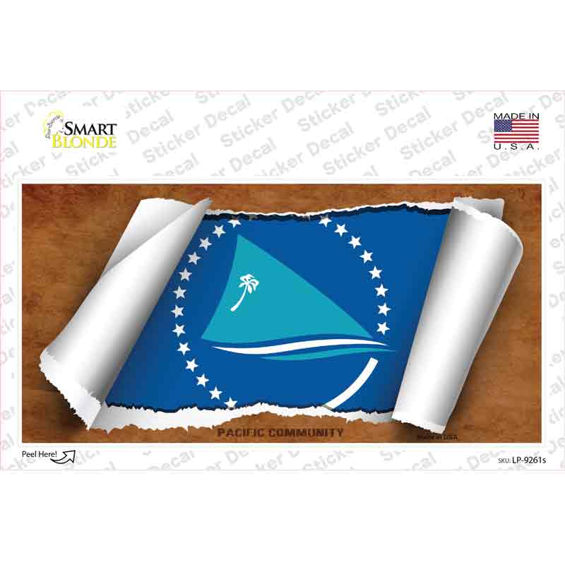 Pacific Community Flag Scroll Novelty Sticker Decal