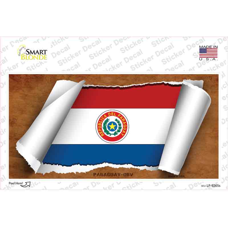 Paraguay-OBV Flag Scroll Novelty Sticker Decal