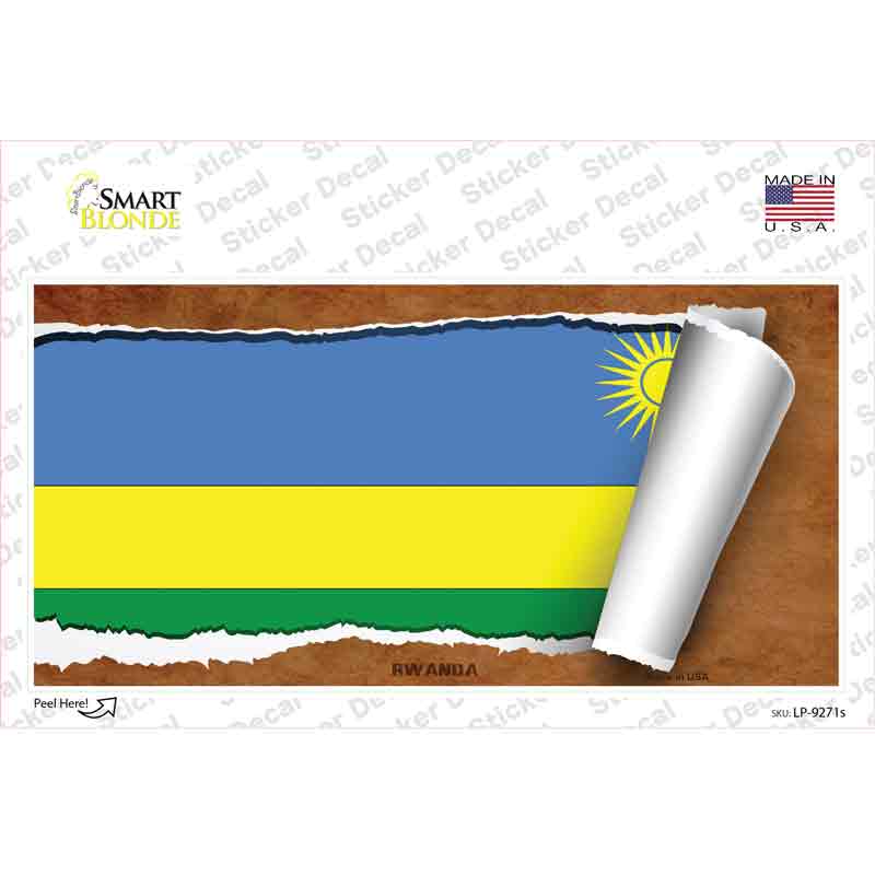 Rwanda Flag Scroll Novelty Sticker Decal