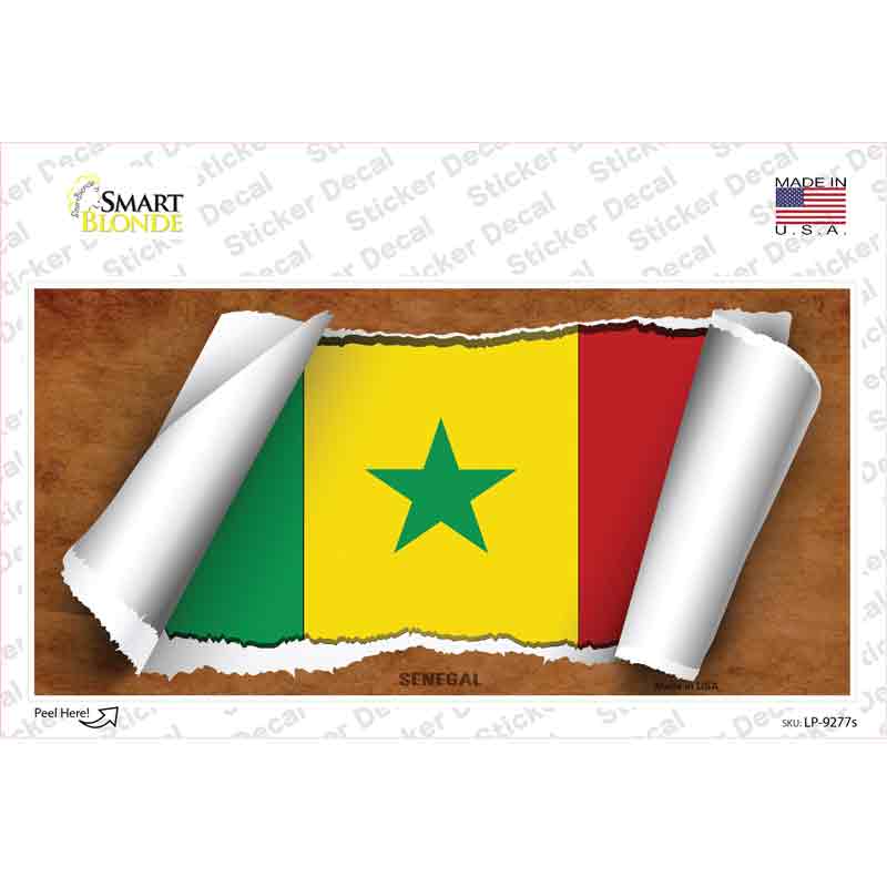 Senegal Flag Scroll Novelty Sticker Decal