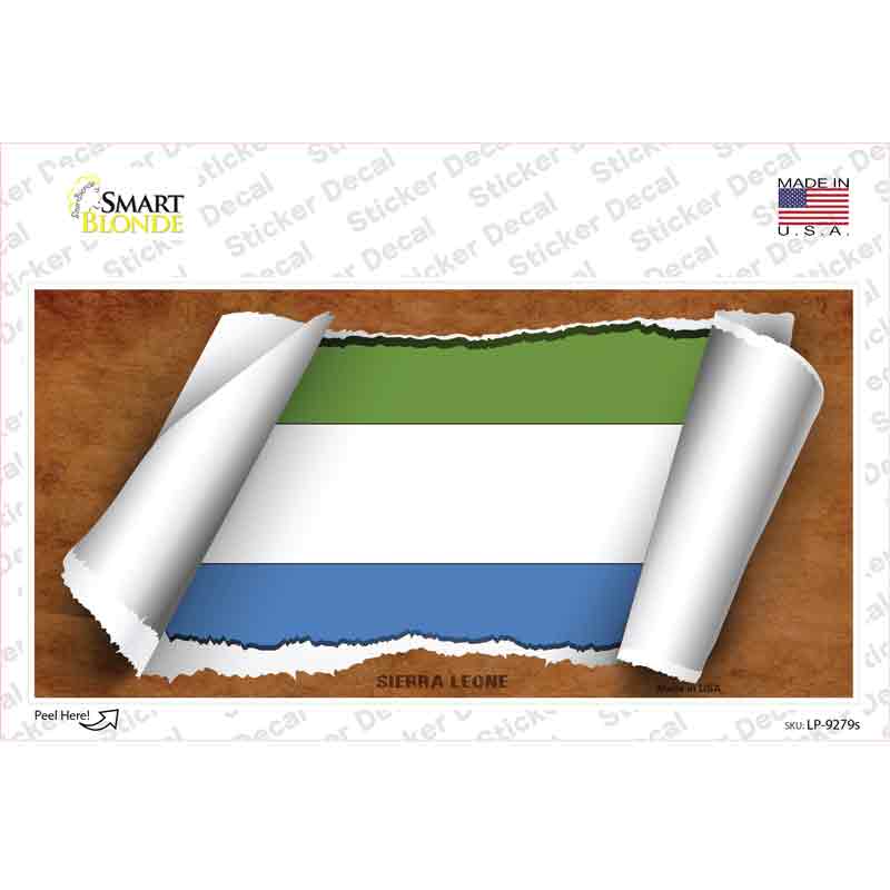 Sierra Leone Flag Scroll Novelty Sticker Decal