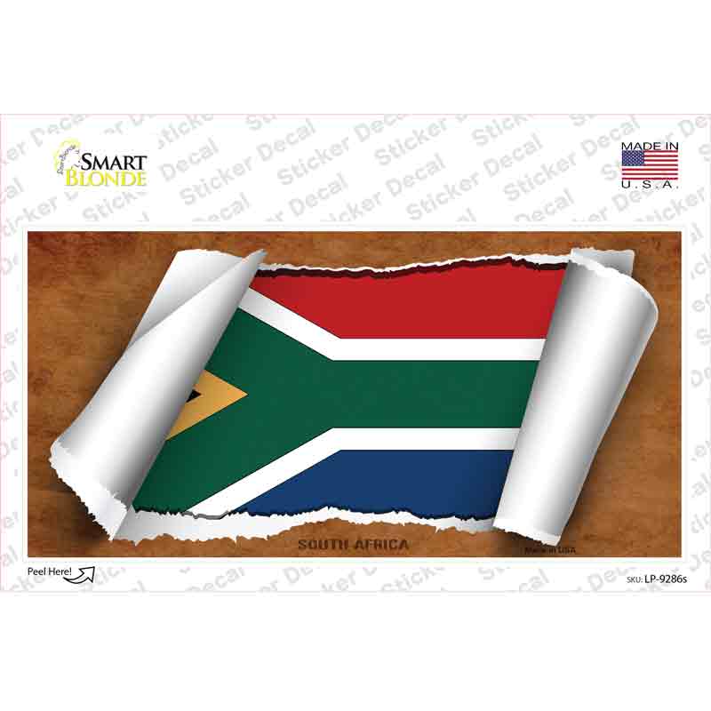 South Africa Flag Scroll Novelty Sticker Decal
