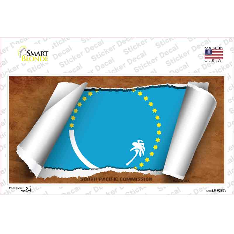 South Pacific Commission Flag Scroll Novelty Sticker Decal