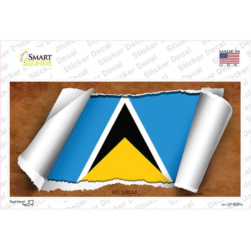 St Lucia Flag Scroll Novelty Sticker Decal