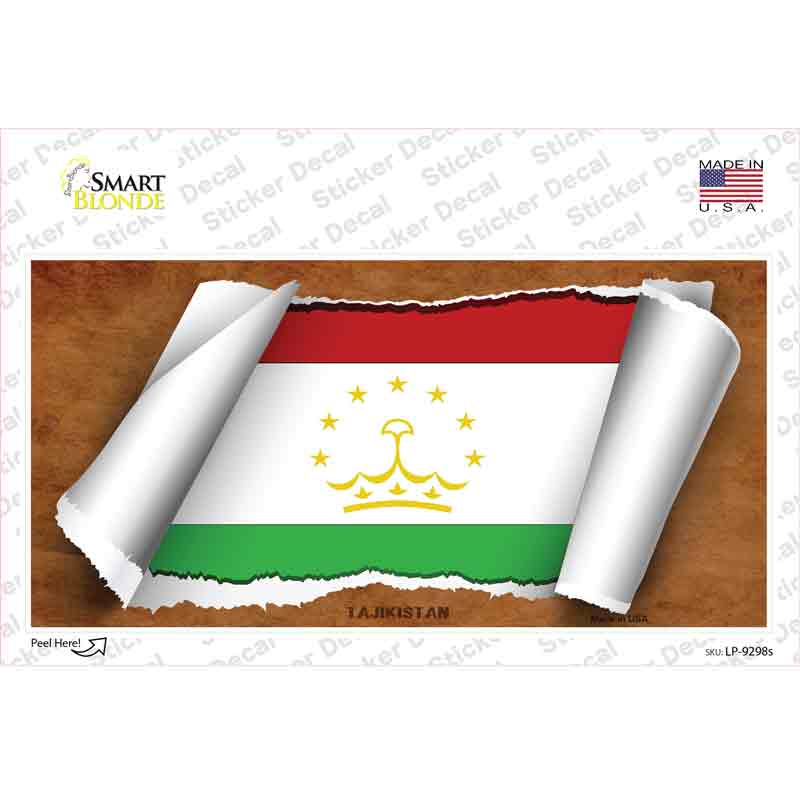 Tajikistan Flag Scroll Novelty Sticker Decal