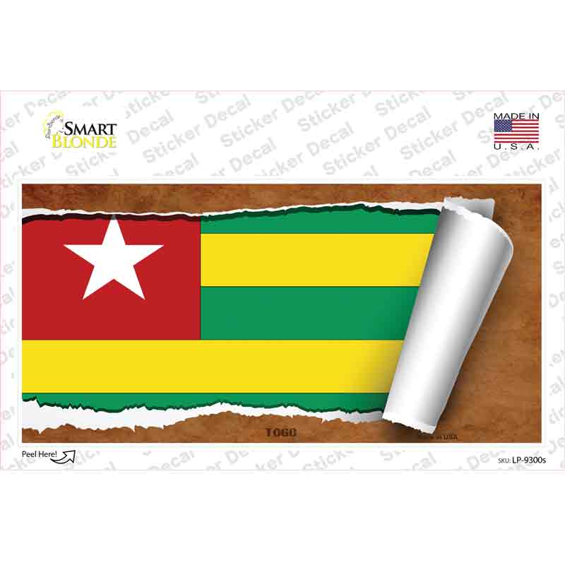 Togo Flag Scroll Novelty Sticker Decal